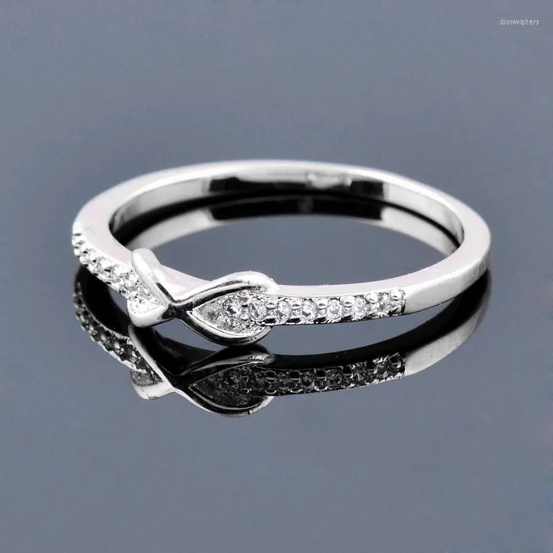 925 Silver Delicate Crystal CZ Infinity Ring For Women