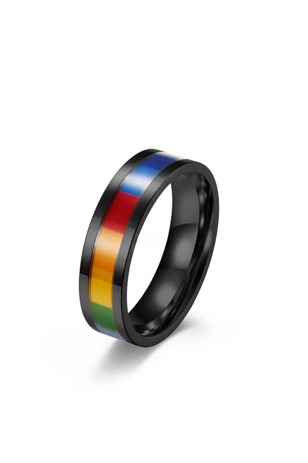 Stainless Steel Rainbow Ring for Men or Women Wedding Bands LGBTQ