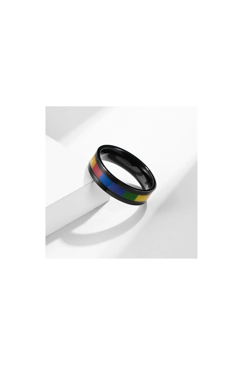 Stainless Steel Rainbow Ring for Men or Women Wedding Bands LGBTQ