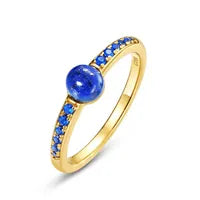 925 Sterling Silver Blue Onyx Lapis Lazuli Gold Plated Fine Jewelry Ring