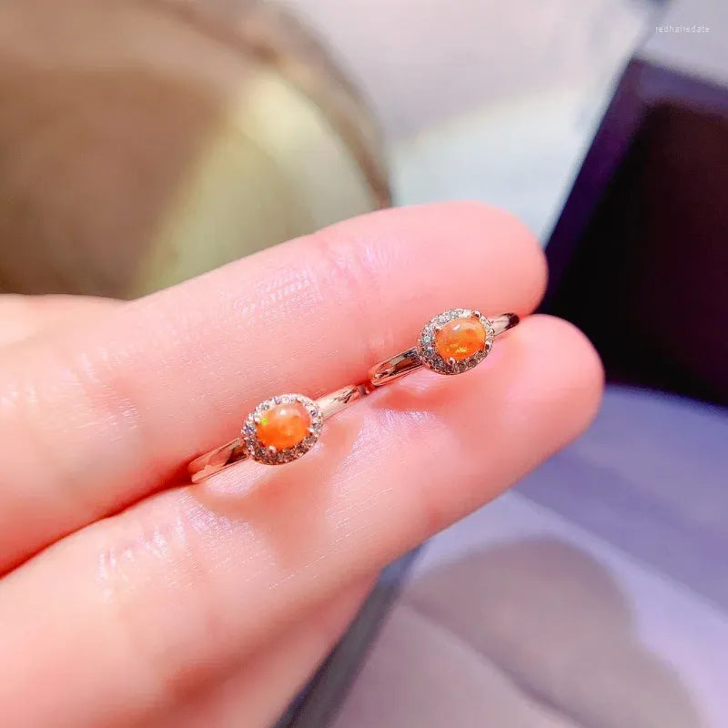 925 Silver Opal Rare Mexican Fire  Opal Genuine Gems Stud Earrings