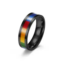 Stainless Steel Rainbow Ring for Men or Women Wedding Bands LGBTQ