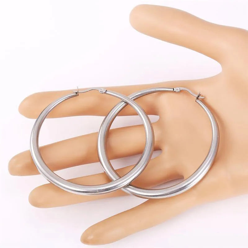 Real 18K Gold Silver Plated Big Hoop Earrings for Women