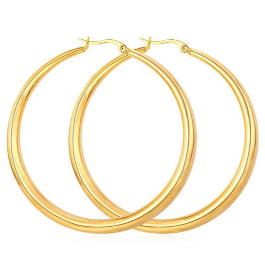 Real 18K Gold Silver Plated Big Hoop Earrings for Women