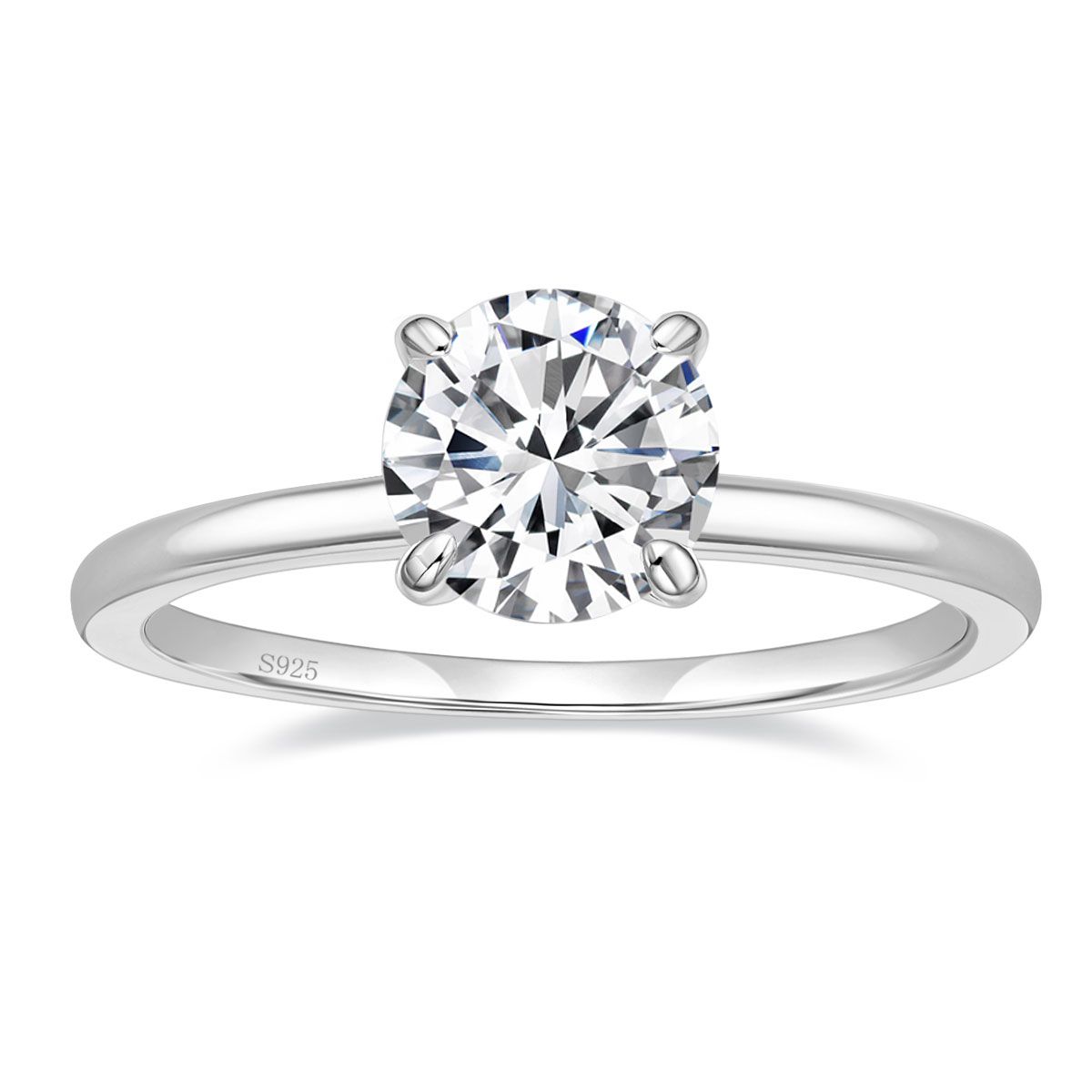 925 Sterling Silver Round Cut Solitaire Cubic Zirconia Ring