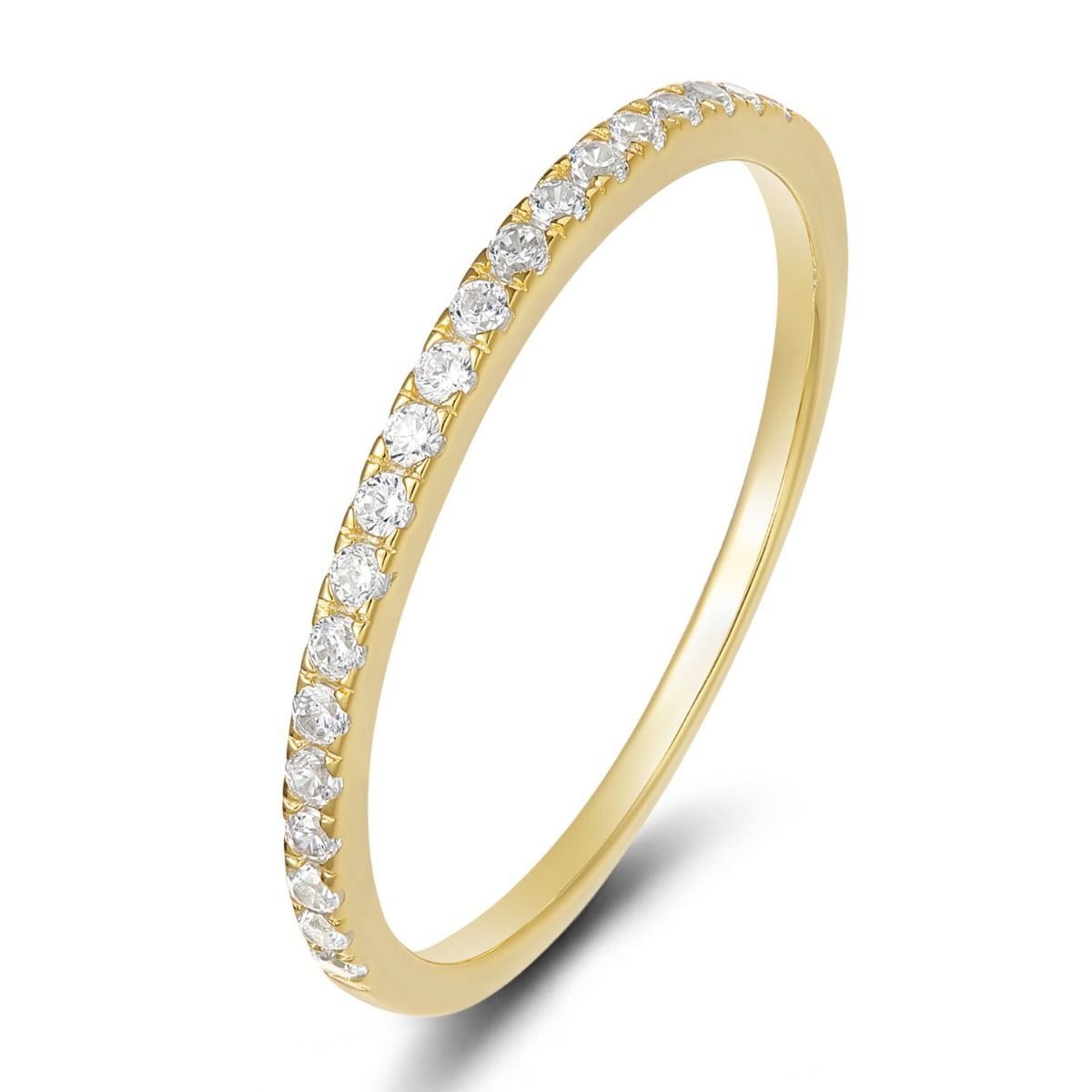 2mm 14K Gold Plated 925 Sterling Silver Cubic Zirconia Eternity Ring