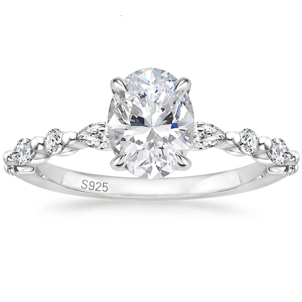 925 Sterling Silver Oval Cut Cubic Zirconia Ring