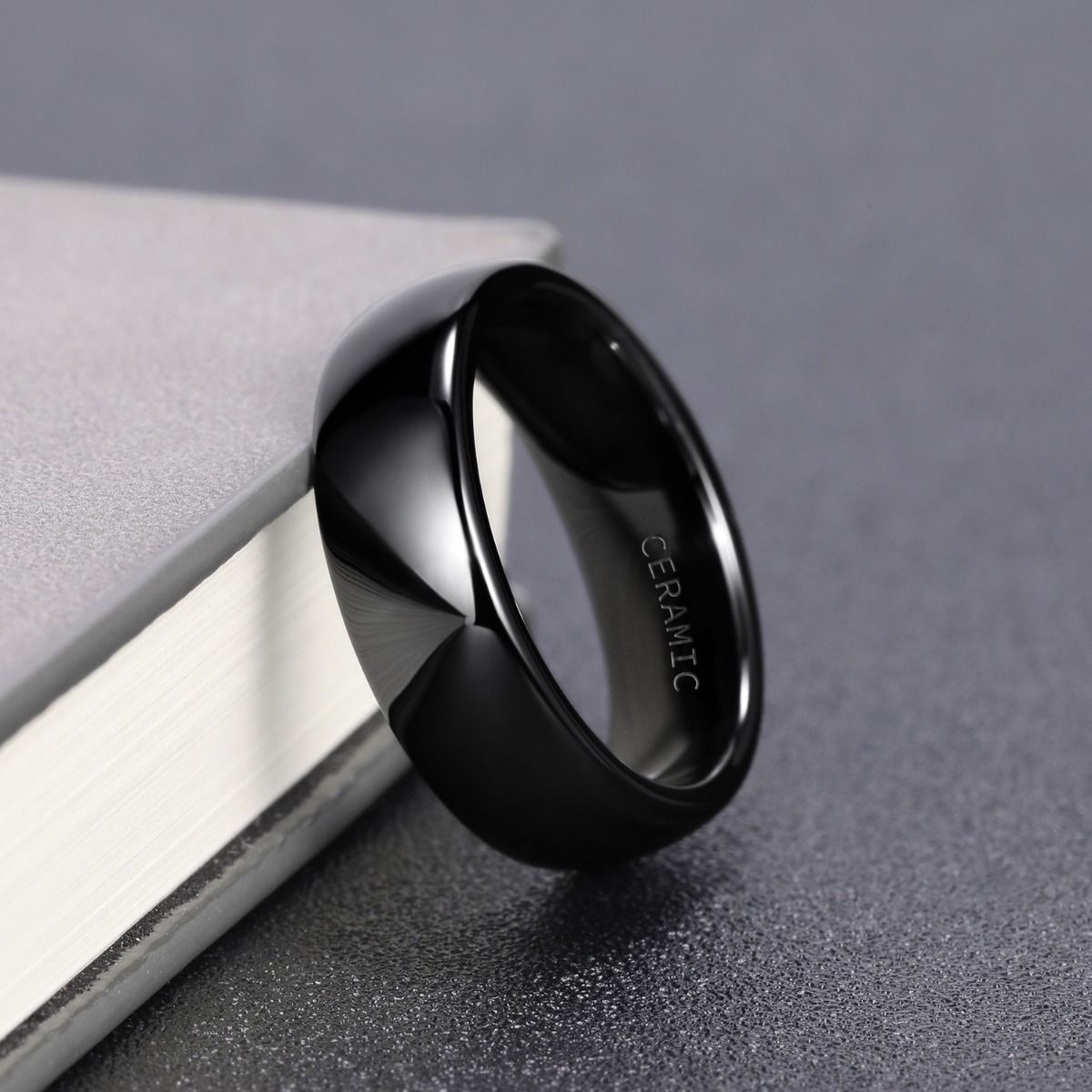 6mm Black or White Polished Ceramic Ring