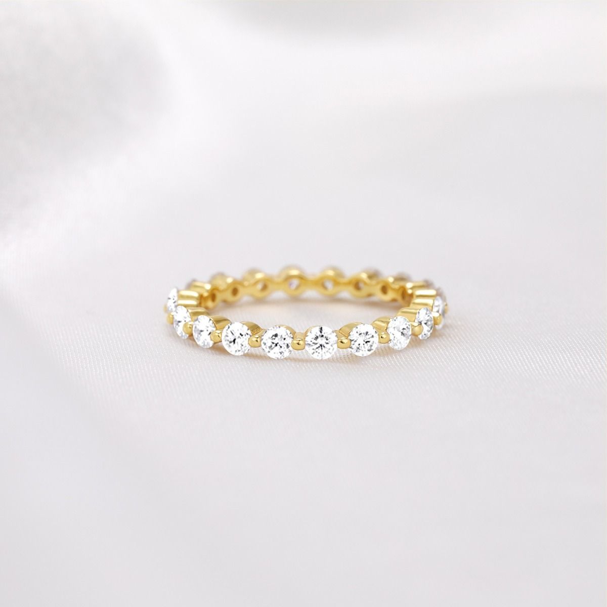 2mm 925 Sterling Silver Cubic Zirconia Stackable Eternity Ring