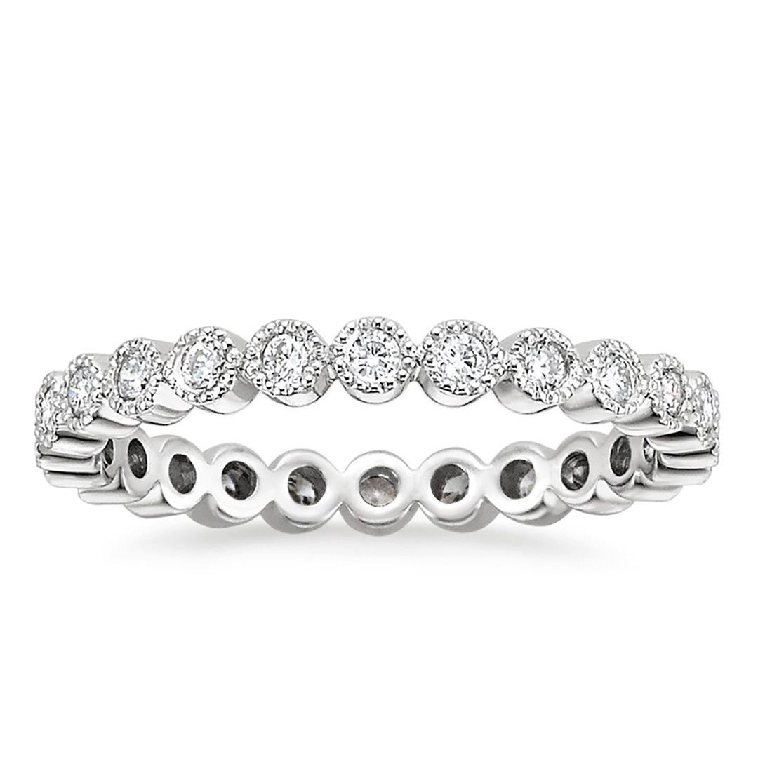 925 Sterling Silver Round Cubic Zirconia Stackable Eternity Ring