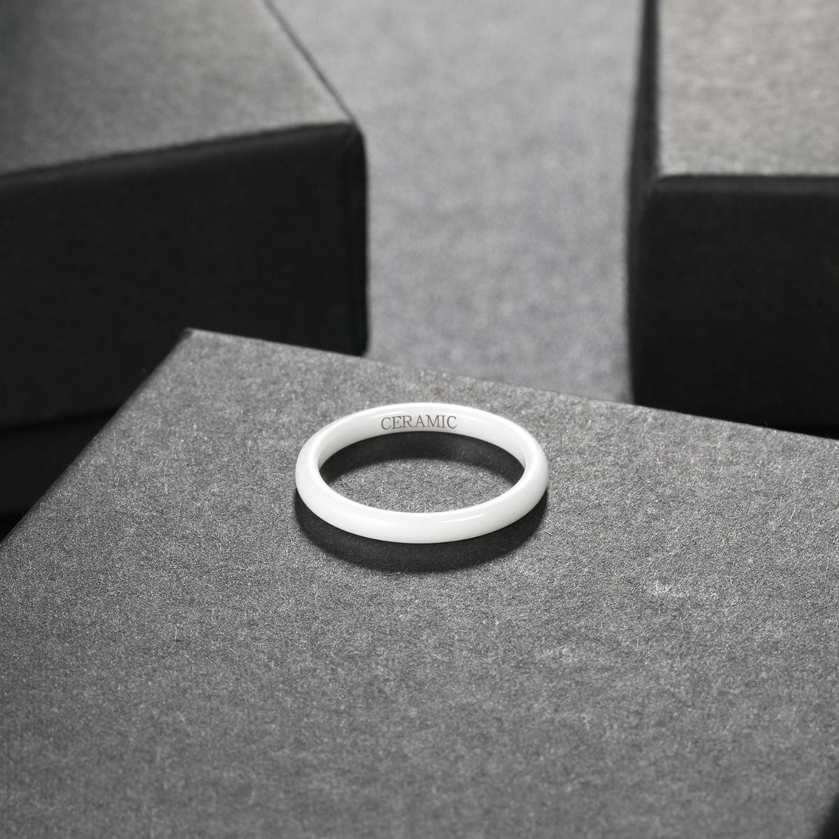 2mm Black or White Polished Ceramic Ring