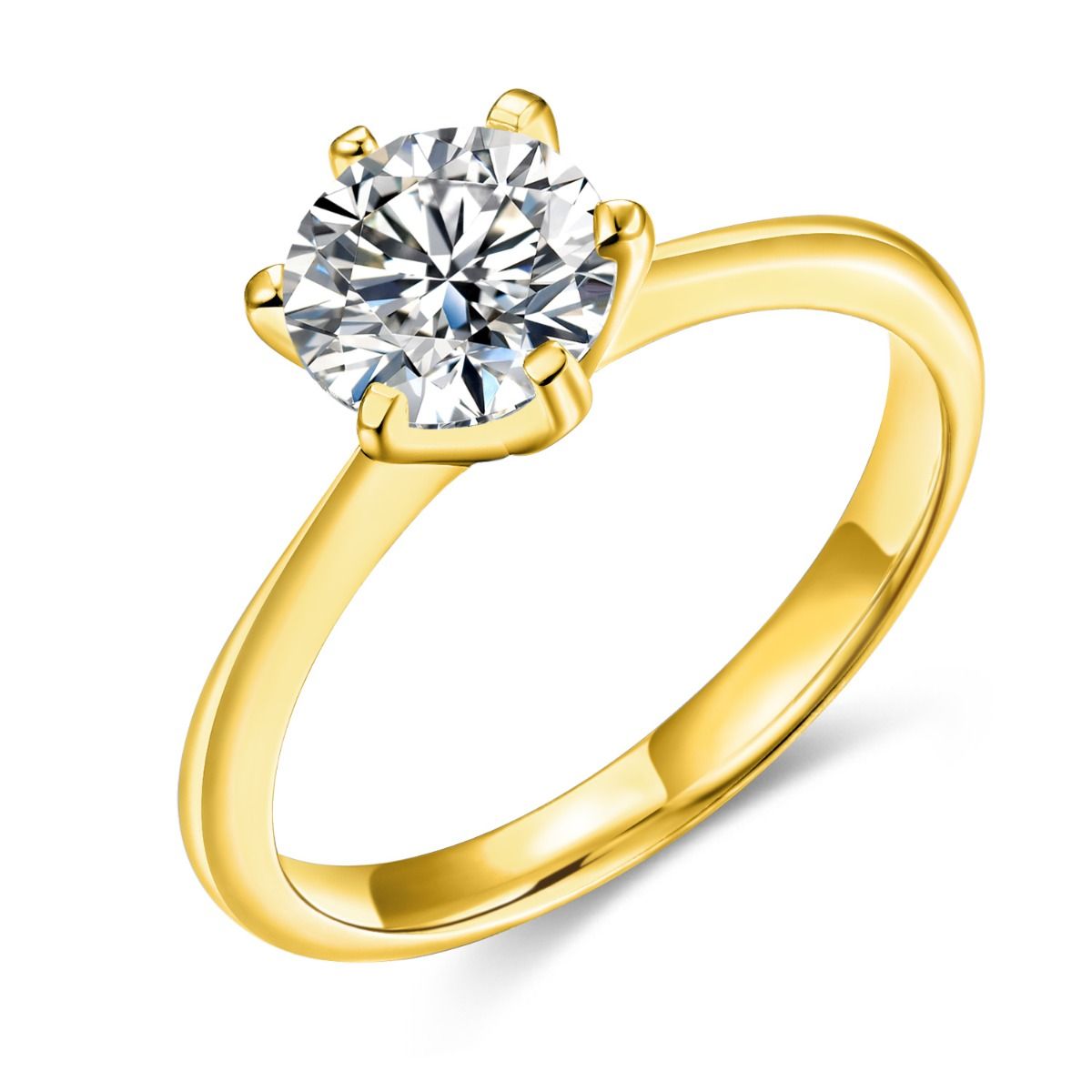 925 Sterling Silver Ring or 14K Gold Plated 1 Ct Solitaire Round CZ Ring