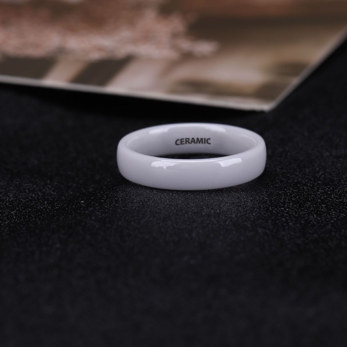 4mm Black or White Polished Ceramic Ring